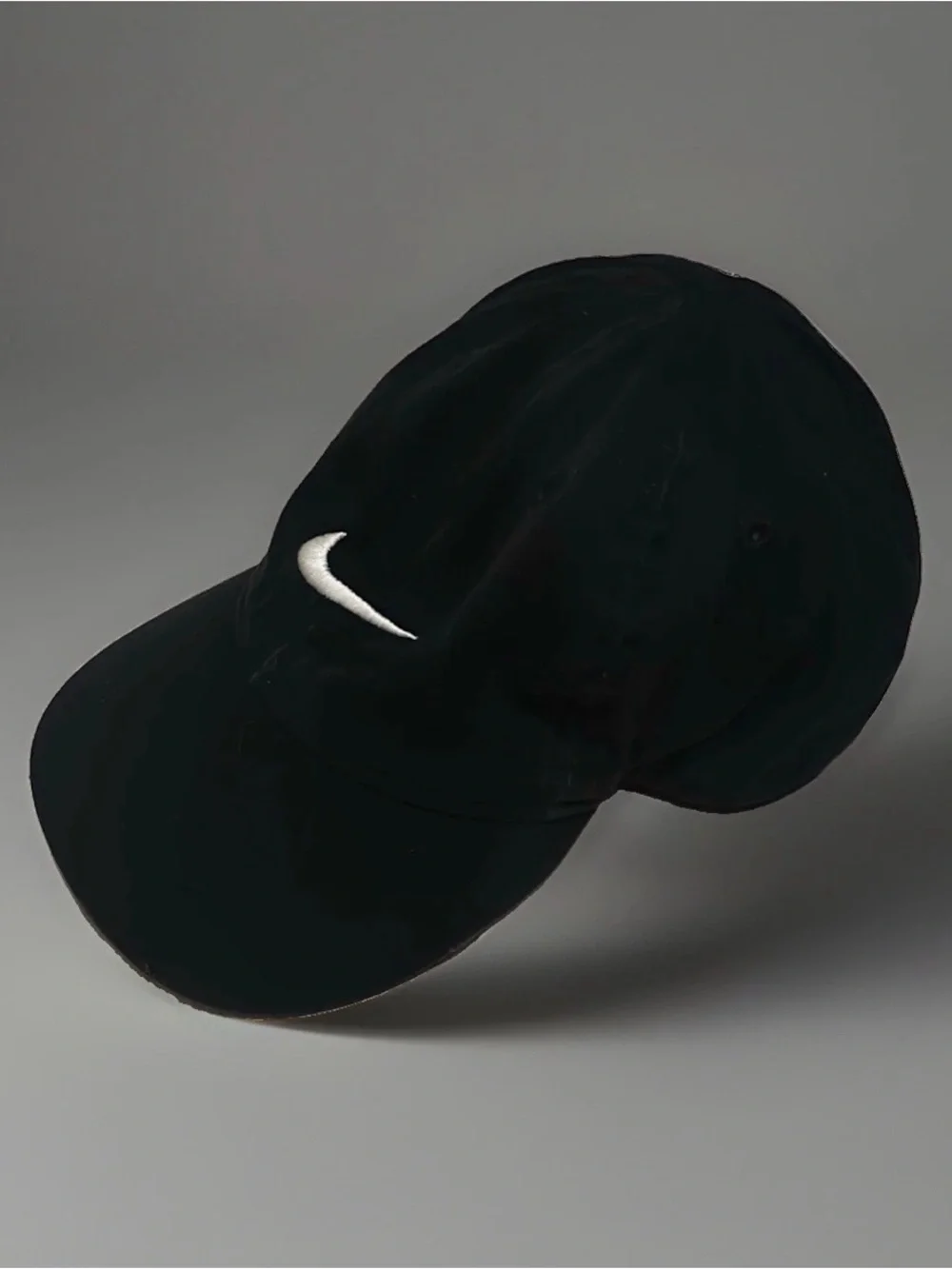 Nike Kids Adjustable Black Hat White Swoosh Logo Child Size Hook & Loop
